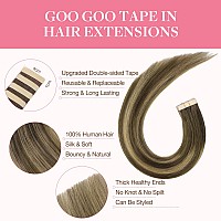 Goo Goo Tape In Hair Extensions Human Hair 4274 Balayage Chocolate Brown To Caramel Blonde 10Inch 60G 40Pcs Thick Ends Stra