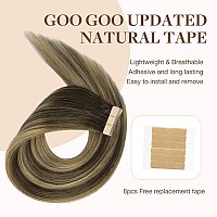 Goo Goo Tape In Hair Extensions Human Hair 4274 Balayage Chocolate Brown To Caramel Blonde 10Inch 60G 40Pcs Thick Ends Stra