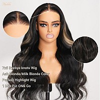 Nadula Bye Bye Knots Glueless Wig Blonde Highlight Body Wave Wig Human Hair Pre Plucked Chocolate Brown Pre Cut Lace 7X5 Hd Wear