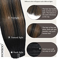 Honsoo No Shedding No Tangling Clip In Hair Extensions Stunning Natural Black To Chestnut Brown 120G 7Pcs 22In Fashionable Silky