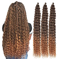 Curly Crochet Hair 30 Inch Curly Braiding Hair 3 Pack Ocean Wave Crochet Hair For Black Women Ombre Brown Wavy Deep Wave Add To