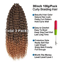 Curly Crochet Hair 30 Inch Curly Braiding Hair 3 Pack Ocean Wave Crochet Hair For Black Women Ombre Brown Wavy Deep Wave Add To