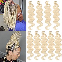 Unionbeauty 14 Inch Body Wave Braiding Hair 9 Packs Blonde Prefeathered Braiding Hair For Boho Box Braids French Curl Wavy Croc