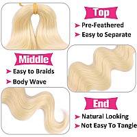 Unionbeauty 14 Inch Body Wave Braiding Hair 9 Packs Blonde Prefeathered Braiding Hair For Boho Box Braids French Curl Wavy Croc