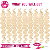 Unionbeauty 14 Inch Body Wave Braiding Hair 9 Packs Blonde Prefeathered Braiding Hair For Boho Box Braids French Curl Wavy Croc