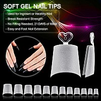 Inenk 240Pcs Upgrade Square French Tips Matte Half Cover Short Coffin Presson Nails For Soak Off Nail Extension 15 Sizes Sof