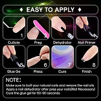 Inenk 240Pcs Upgrade Square French Tips Matte Half Cover Short Coffin Presson Nails For Soak Off Nail Extension 15 Sizes Sof