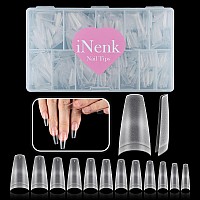 600Pcs Upgrade Long Coffin Gel X Nail Tips Inenk Natural Flat Matte Half Cover Xl Coffin Cover Nails Clear Press On Fake Nails