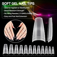 600Pcs Upgrade Long Coffin Gel X Nail Tips Inenk Natural Flat Matte Half Cover Xl Coffin Cover Nails Clear Press On Fake Nails