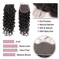 Water Wave Bundles And Closure 10A Brazilian Water Wave 4 Bundles Human Hair With Closure 100 Unprocessed Virgin Human Hair Bun