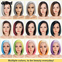 Dbut Lace Front Bob Wigs Ombre Highlight Silver Gray Side Part Simulated Scalp With Handtied Lace Front Natural Hairline With