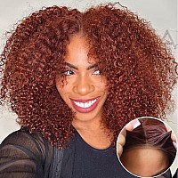 Nadula Reddish Brown Bye Bye Knots Glueless Wear And Go Kinky Curly Wigs Pre Cut Lace 7X5 Hd Lace Front Human Hair Pre Plucked P