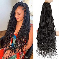 30 Inch Faux Locs Crochet Hair Curly Ends 8 Packs Soft Locs Crochet Hair Braids Boho Crochet Goddess Locs Hair For Women 30Inch