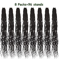 30 Inch Faux Locs Crochet Hair Curly Ends 8 Packs Soft Locs Crochet Hair Braids Boho Crochet Goddess Locs Hair For Women 30Inch