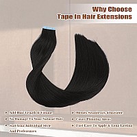 Icyfim Tape In Hair Extensions Human Hair 100 Remy Hair Straight Seamless Invisible Skin Weft Extensions Easy To Apply And Styl