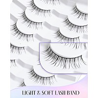 Short Lashes 10Mm Natural False Lashes Wispy Eyelashes Lightweight Fake Lashes Thin Band Eyelashes K71 Black