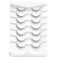 Short Lashes 10Mm Natural False Lashes Wispy Eyelashes Lightweight Fake Lashes Thin Band Eyelashes K71 Black