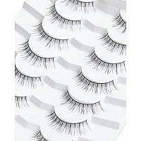 Short Lashes 10Mm Natural False Lashes Wispy Eyelashes Lightweight Fake Lashes Thin Band Eyelashes K71 Black