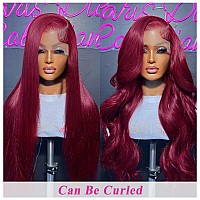 99J Burgundy Straight Lace Front Wigs Human Hair Bleached Knots 13X4 Hd Burgundy Lace Front Human Hair Wig Pre Plucked With Baby