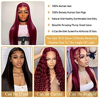 99J Burgundy Straight Lace Front Wigs Human Hair Bleached Knots 13X4 Hd Burgundy Lace Front Human Hair Wig Pre Plucked With Baby