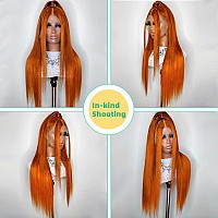 Ginger Orange Lace Front Wigs Human Hair Colored Straight Lace Front Wig 13X4 Hd Frontal Wigs Human Hair Pre Plucked With Baby H