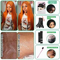 Ginger Orange Lace Front Wigs Human Hair Colored Straight Lace Front Wig 13X4 Hd Frontal Wigs Human Hair Pre Plucked With Baby H