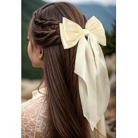 Furling Pompoms Hair Clip Hair Bows 2Pcs Beigeblack Satin Big Hair Bows For Women Girls Hair Barrettes With Alligator Clips