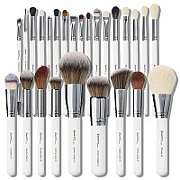 Professional Makeup Artist Brushes Set 26Pcs Real Natural Goat Hair Labeled White Makeup Brush Set With Foundation Powder Blush