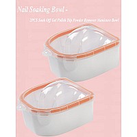 Nail Soaking Bowl Borogo 2Pcs Soak Off Gel Polish Dip Powder Remover Manicure Bowl For Acrylic Nails Nail Brush Cuticle Pushe