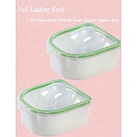 Nail Soaking Bowl Borogo 2Pcs Soak Off Gel Polish Dip Powder Remover Manicure Bowl For Acrylic Nails Nail Brush Cuticle Pushe