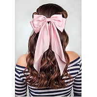 Furling Pompoms Hair Bows For Womenlarge Satin Silky Hair Bow Clips Ribbon Long Tail French Barrette Hair Clamps Girls Hair Acc