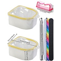 Nail Soaking Bowl Borogo 2Pcs Soak Off Gel Polish Dip Powder Remover Manicure Bowl For Acrylic Nails Nail Brush Cuticle Pushe