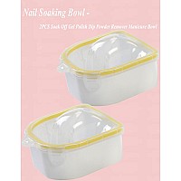 Nail Soaking Bowl Borogo 2Pcs Soak Off Gel Polish Dip Powder Remover Manicure Bowl For Acrylic Nails Nail Brush Cuticle Pushe