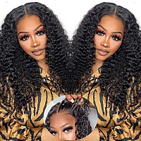 Wear And Go Deep Wave Lace Front Wigs Human Hair Pre Cut Hd Lace Glueless Wig Wear And Go 6X4 Curly Lace Front Wig Human Hair 18