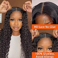 Wear And Go Deep Wave Lace Front Wigs Human Hair Pre Cut Hd Lace Glueless Wig Wear And Go 6X4 Curly Lace Front Wig Human Hair 18