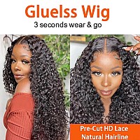 Wear And Go Glueless Wig Human Hair 6X4 Deep Wave Wig Pre Cut Hd Lace 180 Density Deep Curly Lace Front Wig Human Hair Pre Pluck