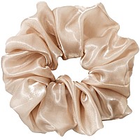 Accglory Extra Large Hair Scrunchy For Women Girls 7 Inches Nude Satin Fashion Giant Scrunchy Oversized Gauze Scrunchie Ties