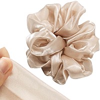 Accglory Extra Large Hair Scrunchy For Women Girls 7 Inches Nude Satin Fashion Giant Scrunchy Oversized Gauze Scrunchie Ties