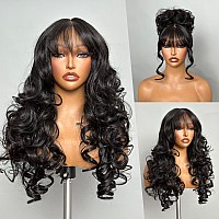 Gorgius Black Wigs With Bang Body Wave Wig Long Natural Black Glueless Wavy Wig For Women Crafted With Stylearchive Technology