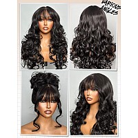 Gorgius Black Wigs With Bang Body Wave Wig Long Natural Black Glueless Wavy Wig For Women Crafted With Stylearchive Technology