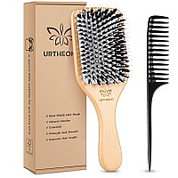 Urtheone Hair Brushboar Bristle Hair Brushes And Styling Comb Set For Women Men Kids Best Natural Wooden Paddle Hairbrush For