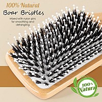 Urtheone Hair Brushboar Bristle Hair Brushes And Styling Comb Set For Women Men Kids Best Natural Wooden Paddle Hairbrush For