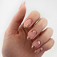 24 Pcs Press On Nails Sunjasmine Fake Nails With Designs Acrylic Nails False Nails With Nail Glue For Women Medium Fall Leave