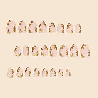 24 Pcs Press On Nails Sunjasmine Fake Nails With Designs Acrylic Nails False Nails With Nail Glue For Women Medium Fall Leave