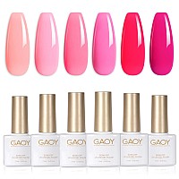 Gaoy Hot Pink Gel Nail Polish Set 6 Colors Neon Light Bright Baby Pink Soak Off Gel Polish Kit For Salon And Nail Art Diy At Ho