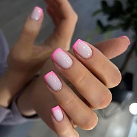 24 Pcs Press On Nails Sunjasmine Fake Nails With Designs Acrylic Nails False Nails With Nail Glue For Women Short Rose Red Fr