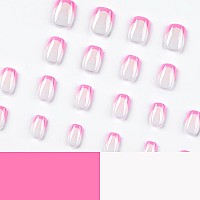 24 Pcs Press On Nails Sunjasmine Fake Nails With Designs Acrylic Nails False Nails With Nail Glue For Women Short Rose Red Fr