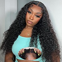 Metamuclia Wear And Go Glueless Wig Water Wave Wigs Human Hair Pre Plucked Pre Cut Lace 180 Density 4X4 Hd Lace Closure Wigs For