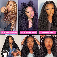 Metamuclia Wear And Go Glueless Wig Water Wave Wigs Human Hair Pre Plucked Pre Cut Lace 180 Density 4X4 Hd Lace Closure Wigs For