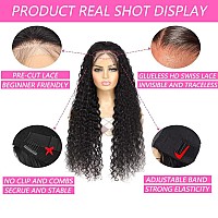 28 Inch Wear Go Glueless Wig Human Hair Pre Cut Water Wave 4X4 Lace Closure Wigs Human Hair Pre Plucked 180 Density 3 Seconds